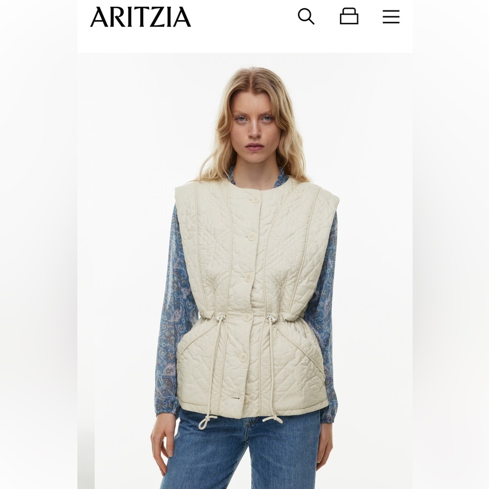 NWT ARITZIA Little Moon Tide Vest Matte Pearl Size L